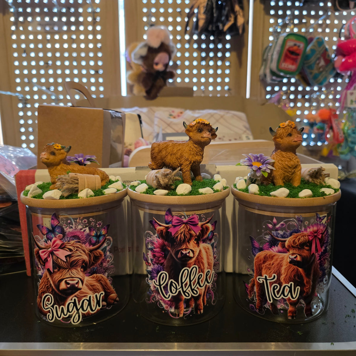 3 pc highland cow canister set