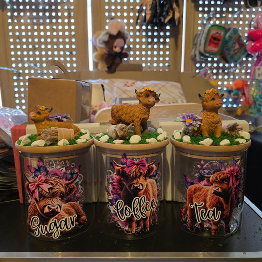 3 pc highland cow canister set